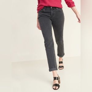 Old Navy Mid-Rise Boyfriend Straight Black Jeans for Women